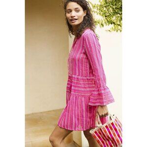 PQ Swim Morgan Stripe Short Cover-Up Dress Pink Womens Size XS/S